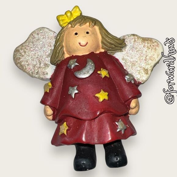 Vintage Hand Painted Angel Brooch - Picture 7 of 8